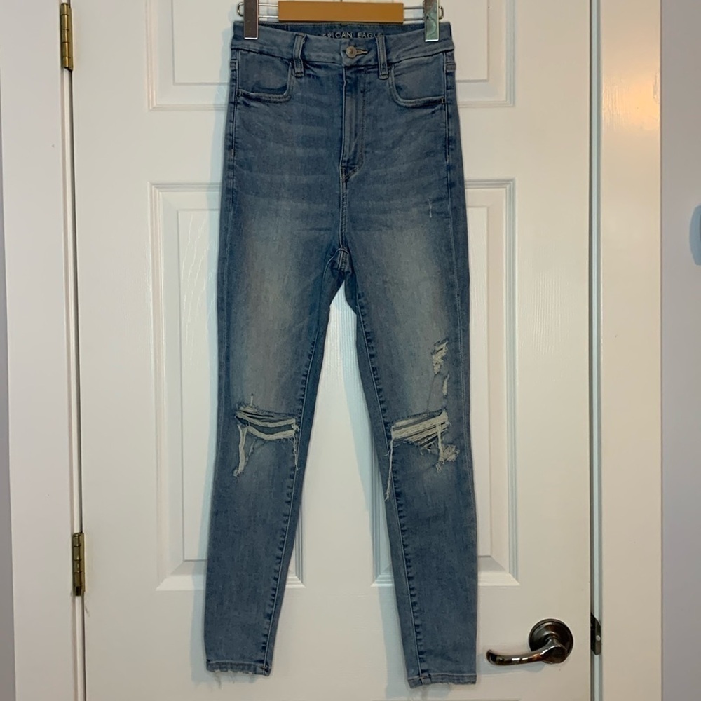 American Eagle Curvy Highest Rise Jegging Womens Size 6 Short Distressed Stretch